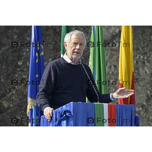 Bergamo Giornata nazionale in memoria delle vittime dell\'epidemia di Covid 19 Elena Carnevali; Presidente Provincia di Bergamo, Gianfranco Gafforelli; Presidente Ordine dei Medici Chirurghi e degli Odontoiatri della Provincia di Bergamo, Guido Marinoni; Assessore al Welfare Regione Lombardia, Guido Bertolaso; Ministro per la Pubblica Amministrazione, Sen. Paolo Zangrillo 18 Marzo 2026 Bergamo Italia foto Tiziano Manzoni Lapresse