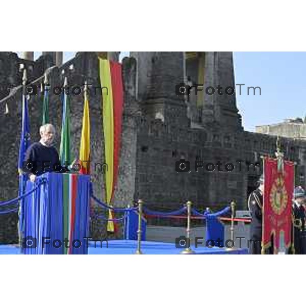 Bergamo Giornata nazionale in memoria delle vittime dell\'epidemia di Covid 19 Elena Carnevali; Presidente Provincia di Bergamo, Gianfranco Gafforelli; Presidente Ordine dei Medici Chirurghi e degli Odontoiatri della Provincia di Bergamo, Guido Marinoni; Assessore al Welfare Regione Lombardia, Guido Bertolaso; Ministro per la Pubblica Amministrazione, Sen. Paolo Zangrillo 18 Marzo 2026 Bergamo Italia foto Tiziano Manzoni Lapresse