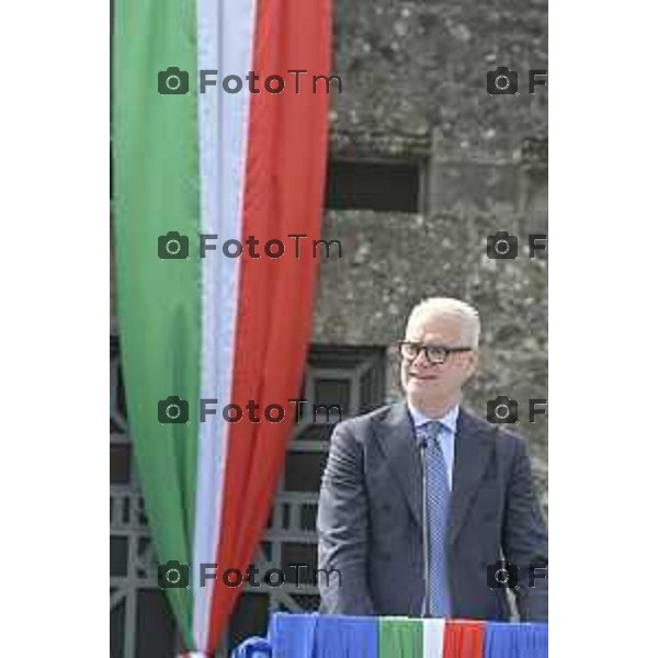 Bergamo Giornata nazionale in memoria delle vittime dell\'epidemia di Covid 19 Elena Carnevali; Presidente Provincia di Bergamo, Gianfranco Gafforelli; Presidente Ordine dei Medici Chirurghi e degli Odontoiatri della Provincia di Bergamo, Guido Marinoni; Assessore al Welfare Regione Lombardia, Guido Bertolaso; Ministro per la Pubblica Amministrazione, Sen. Paolo Zangrillo 18 Marzo 2026 Bergamo Italia foto Tiziano Manzoni Lapresse
