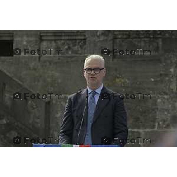 Bergamo Giornata nazionale in memoria delle vittime dell\'epidemia di Covid 19 Elena Carnevali; Presidente Provincia di Bergamo, Gianfranco Gafforelli; Presidente Ordine dei Medici Chirurghi e degli Odontoiatri della Provincia di Bergamo, Guido Marinoni; Assessore al Welfare Regione Lombardia, Guido Bertolaso; Ministro per la Pubblica Amministrazione, Sen. Paolo Zangrillo 18 Marzo 2026 Bergamo Italia foto Tiziano Manzoni Lapresse