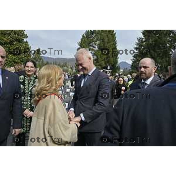 Bergamo Giornata nazionale in memoria delle vittime dell\'epidemia di Covid 19 Elena Carnevali; Presidente Provincia di Bergamo, Gianfranco Gafforelli; Presidente Ordine dei Medici Chirurghi e degli Odontoiatri della Provincia di Bergamo, Guido Marinoni; Assessore al Welfare Regione Lombardia, Guido Bertolaso; Ministro per la Pubblica Amministrazione, Sen. Paolo Zangrillo 18 Marzo 2026 Bergamo Italia foto Tiziano Manzoni Lapresse