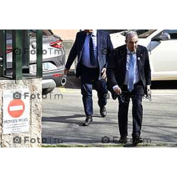 Maurizio Gasparri, presidente dei senatori di Forza Italia a Bergamo per referendum giustizia. Arrivo di Gasparri 19 Marzo 2026 Bergamo Italia foto Tiziano Manzoni Lapresse