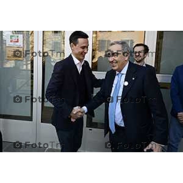 Maurizio Gasparri, presidente dei senatori di Forza Italia a Bergamo per referendum giustizia. Gasparri Benigni 19 Marzo 2026 Bergamo Italia foto Tiziano Manzoni Lapresse