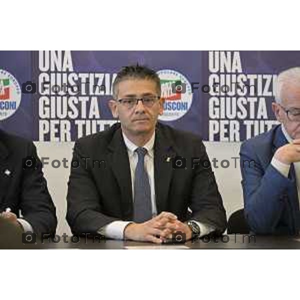 Maurizio Gasparri, presidente dei senatori di Forza Italia a Bergamo per referendum giustizia. Valois 19 Marzo 2026 Bergamo Italia foto Tiziano Manzoni Lapresse