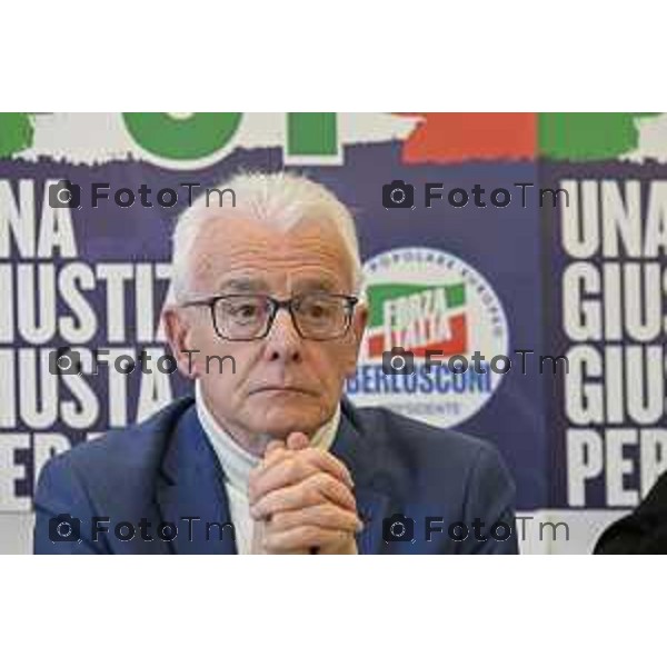 Maurizio Gasparri, presidente dei senatori di Forza Italia a Bergamo per referendum giustizia. Gianfranco Gafforelli 19 Marzo 2026 Bergamo Italia foto Tiziano Manzoni Lapresse