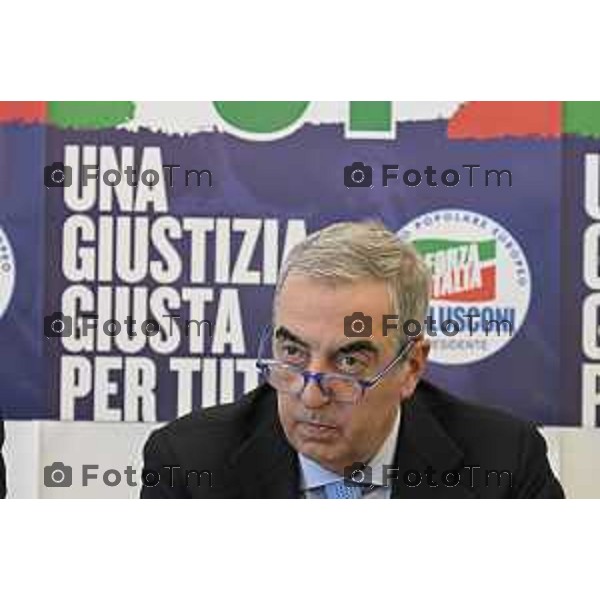 Maurizio Gasparri, presidente dei senatori di Forza Italia a Bergamo per referendum giustizia. 19 Marzo 2026 Bergamo Italia foto Tiziano Manzoni Lapresse