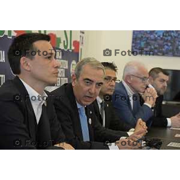 Maurizio Gasparri, presidente dei senatori di Forza Italia a Bergamo per referendum giustizia. 19 Marzo 2026 Bergamo Italia foto Tiziano Manzoni Lapresse