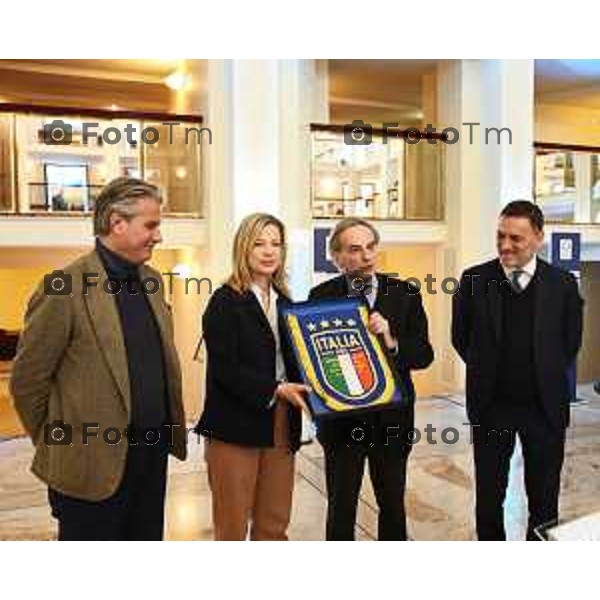 Inaugurazione della mostra “Sfumature d’azzurro", la storia delle Nazionali italiane attraverso una selezione di cimeli della collezione del Museo del Calcio di Coverciano 23-3- 2026 Montello Italia foto Tiziano Manzoni Lapresse