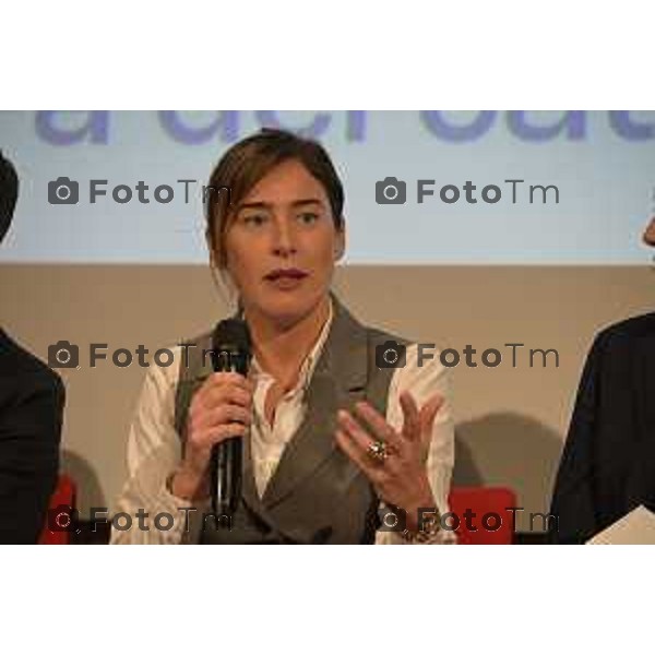 Claudio Cerasa presenta a Bergamo il suo ultimo libro "L\'antidoto. Libertà, ambiente, tecnologia. Manifesto ottimista contro la dittatura del catastrofismo" Maria Elena Boschi, Giorgio Gori e Angelino Alfano 26 marzo 2026 Italia foto Tiziano Manzoni Lapresse