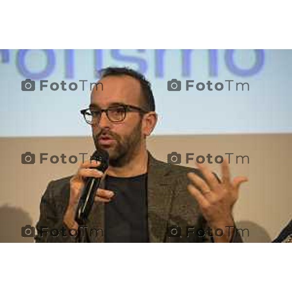 Claudio Cerasa presenta a Bergamo il suo ultimo libro "L\'antidoto. Libertà, ambiente, tecnologia. Manifesto ottimista contro la dittatura del catastrofismo" Maria Elena Boschi, Giorgio Gori e Angelino Alfano 26 marzo 2026 Italia foto Tiziano Manzoni Lapresse