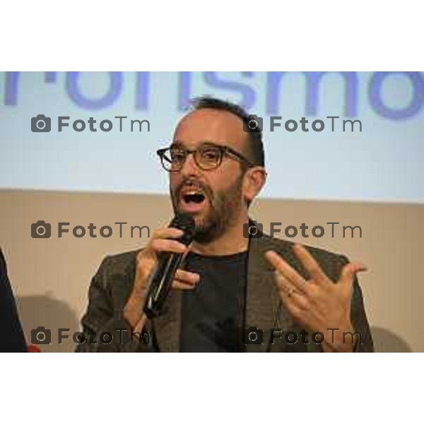 Claudio Cerasa presenta a Bergamo il suo ultimo libro "L\'antidoto. Libertà, ambiente, tecnologia. Manifesto ottimista contro la dittatura del catastrofismo" Maria Elena Boschi, Giorgio Gori e Angelino Alfano 26 marzo 2026 Italia foto Tiziano Manzoni Lapresse