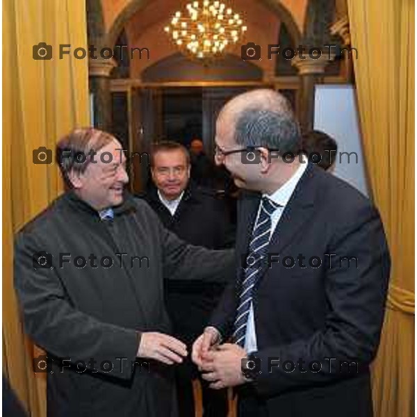 Tentorio Franco Ferruccio de Bortoli, direttore de Il Corriere della Sera, e il regista bergamasco Ermanno Olmi. E\' festa per il primo anno del Corriere a Bergamo Tiziano Manzoni- Bergamo