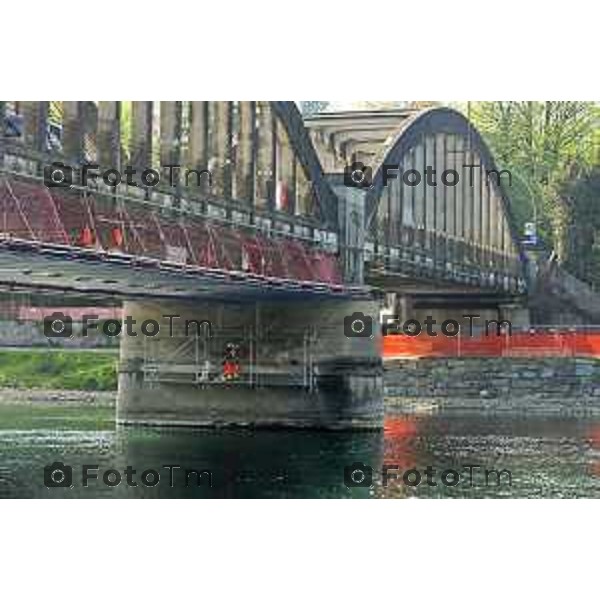 Cisano Bergamasco Bg Ponte di Brivio inizio lavori 8 Aprile 2026 Italia foto Tiziano Manzoni Lapresse