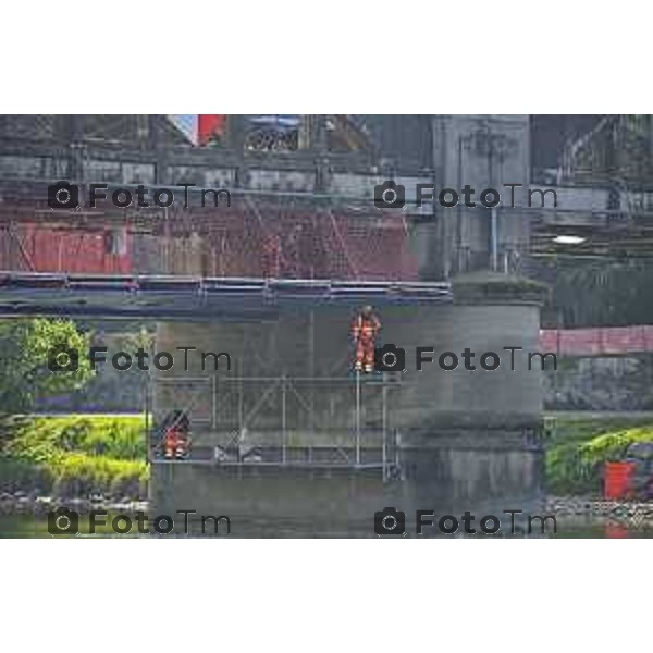 Cisano Bergamasco Bg Ponte di Brivio inizio lavori 8 Aprile 2026 Italia foto Tiziano Manzoni Lapresse