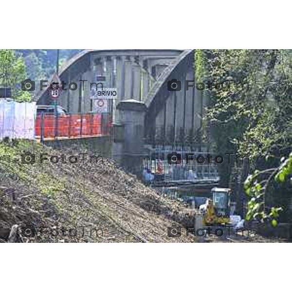 Cisano Bergamasco Bg Ponte di Brivio inizio lavori 8 Aprile 2026 Italia foto Tiziano Manzoni Lapresse