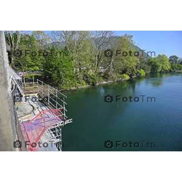 Cisano Bergamasco Bg Ponte di Brivio inizio lavori 8 Aprile 2026 Italia foto Tiziano Manzoni Lapresse