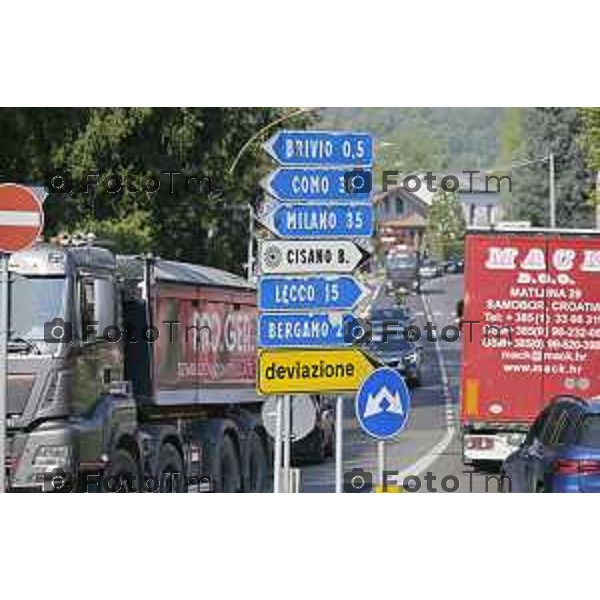 Cisano Bergamasco Bg Ponte di Brivio inizio lavori 8 Aprile 2026 Italia foto Tiziano Manzoni Lapresse