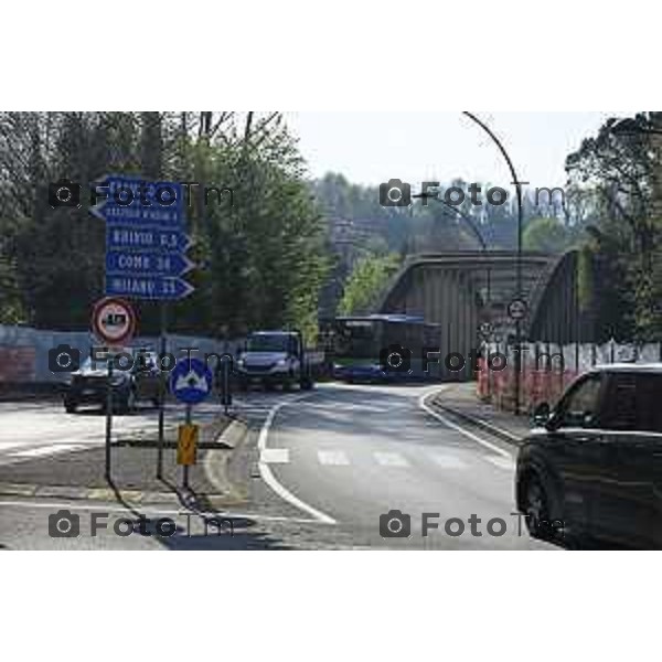 Cisano Bergamasco Bg Ponte di Brivio inizio lavori 8 Aprile 2026 Italia foto Tiziano Manzoni Lapresse