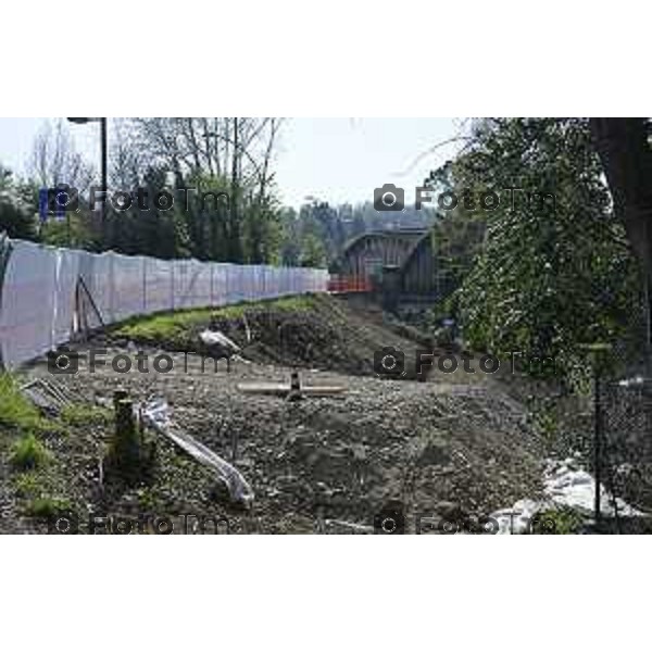 Cisano Bergamasco Bg Ponte di Brivio inizio lavori 8 Aprile 2026 Italia foto Tiziano Manzoni Lapresse