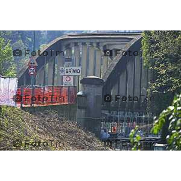 Cisano Bergamasco Bg Ponte di Brivio inizio lavori 8 Aprile 2026 Italia foto Tiziano Manzoni Lapresse