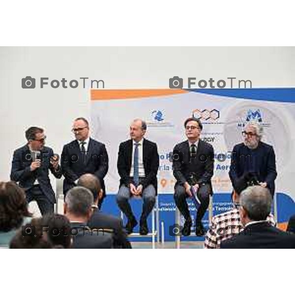 Conferenza Stampa di presentazione del Primo Polo Universitario Nazionale per la Formazione Aeronautica 9 Aprlile 2026 Bergamo Italia foto Tiziano Manzoni Lapresse
