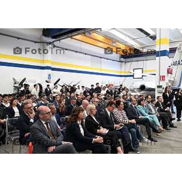 Conferenza Stampa di presentazione del Primo Polo Universitario Nazionale per la Formazione Aeronautica 9 Aprlile 2026 Bergamo Italia foto Tiziano Manzoni Lapresse