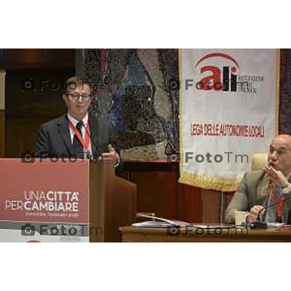 Assemblea nazionale di ALI - Autonomie Locali Italiane, appuntamento annuale che riunisce sindaci, amministratori locali e rappresentanti delle istituzioni, del mondo accademico e civile, per confrontarsi sulle politiche e sulle sfide di città e territori. Nella foto: Giorgio Gori 17 Aprile 2026 Bergamo Italia Foto Tiziano Manzoni Lapresse