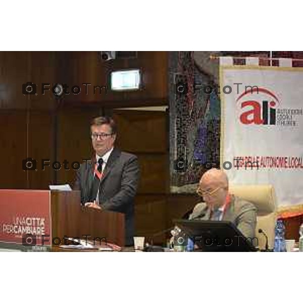 Assemblea nazionale di ALI - Autonomie Locali Italiane, appuntamento annuale che riunisce sindaci, amministratori locali e rappresentanti delle istituzioni, del mondo accademico e civile, per confrontarsi sulle politiche e sulle sfide di città e territori. Nella foto: Giorgio Gori 17 Aprile 2026 Bergamo Italia Foto Tiziano Manzoni Lapresse
