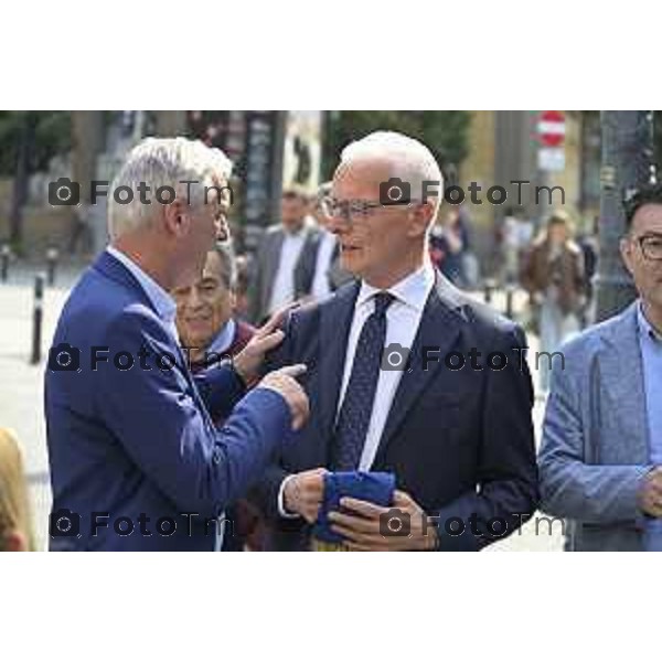 Bergamo Apertura fiera dei Librai e presnetazione libro Luciano Fontana corriere della sera Cesare Zapperi Daniele Rocchetti 18 Aprile 2026 Bergamo Italia Foto Tiziano Manzoni Lapresse