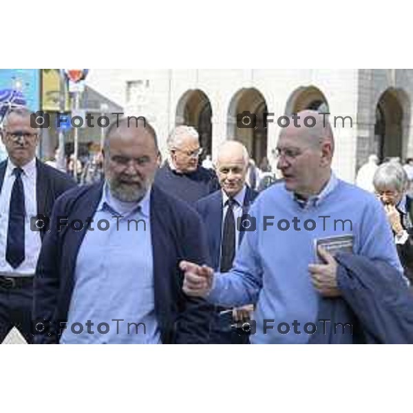 Bergamo Apertura fiera dei Librai e presnetazione libro Luciano Fontana corriere della sera Cesare Zapperi Daniele Rocchetti 18 Aprile 2026 Bergamo Italia Foto Tiziano Manzoni Lapresse