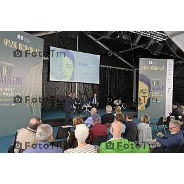 Bergamo Apertura fiera dei Librai e presnetazione libro Luciano Fontana corriere della sera Cesare Zapperi Daniele Rocchetti 18 Aprile 2026 Bergamo Italia Foto Tiziano Manzoni Lapresse