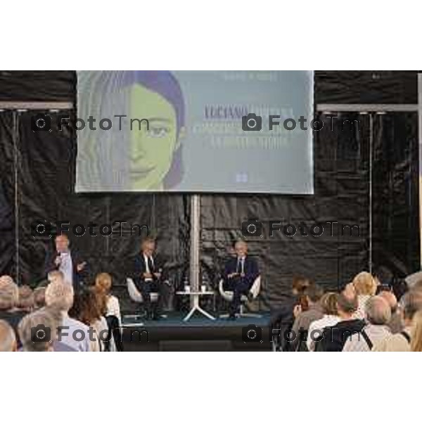 Bergamo Apertura fiera dei Librai e presnetazione libro Luciano Fontana corriere della sera Cesare Zapperi Daniele Rocchetti 18 Aprile 2026 Bergamo Italia Foto Tiziano Manzoni Lapresse