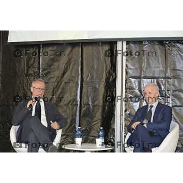 Bergamo Apertura fiera dei Librai e presnetazione libro Luciano Fontana corriere della sera Cesare Zapperi Daniele Rocchetti 18 Aprile 2026 Bergamo Italia Foto Tiziano Manzoni Lapresse