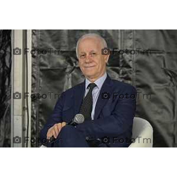 Bergamo Apertura fiera dei Librai e presnetazione libro Luciano Fontana corriere della sera Cesare Zapperi Daniele Rocchetti 18 Aprile 2026 Bergamo Italia Foto Tiziano Manzoni Lapresse
