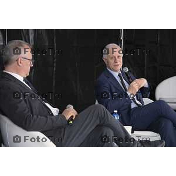 Bergamo Apertura fiera dei Librai e presnetazione libro Luciano Fontana corriere della sera Cesare Zapperi Daniele Rocchetti 18 Aprile 2026 Bergamo Italia Foto Tiziano Manzoni Lapresse