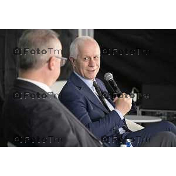 Bergamo Apertura fiera dei Librai e presnetazione libro Luciano Fontana corriere della sera Cesare Zapperi Daniele Rocchetti 18 Aprile 2026 Bergamo Italia Foto Tiziano Manzoni Lapresse