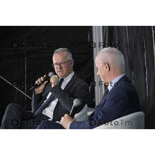 Bergamo Apertura fiera dei Librai e presnetazione libro Luciano Fontana corriere della sera Cesare Zapperi Daniele Rocchetti 18 Aprile 2026 Bergamo Italia Foto Tiziano Manzoni Lapresse