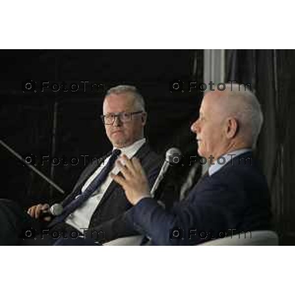 Bergamo Apertura fiera dei Librai e presnetazione libro Luciano Fontana corriere della sera Cesare Zapperi Daniele Rocchetti 18 Aprile 2026 Bergamo Italia Foto Tiziano Manzoni Lapresse