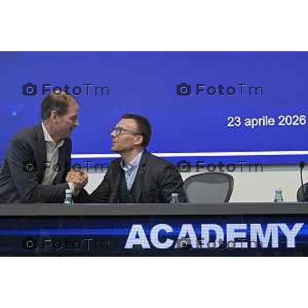 Bergamo confindustria conferenza Accademy del Legno Marco Manzoni Vice presidente e Piero paganoni confindustira Laura Gamba 23 Aprile 2026 Bergamo Italia Foto Tiziano Manzoni Lapresse