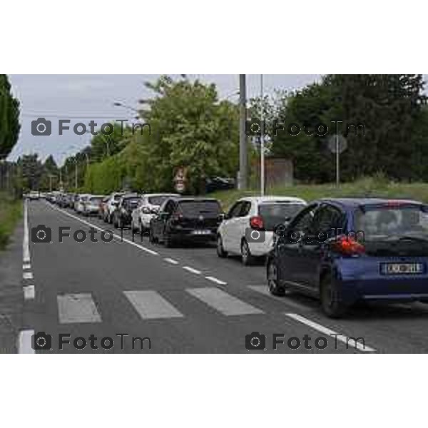 Calusco traffico verso il ponte di Paderno causa chiusura ponte di Brivio 4 maggio 2026 cronaca Bergamo Italia Foto Tiziano Manzoni Lapresse