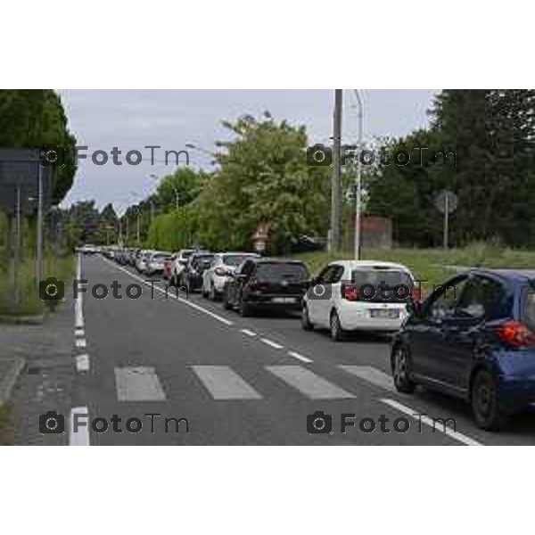 Calusco traffico verso il ponte di Paderno causa chiusura ponte di Brivio 4 maggio 2026 cronaca Bergamo Italia Foto Tiziano Manzoni Lapresse