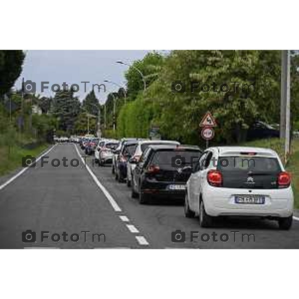 Calusco traffico verso il ponte di Paderno causa chiusura ponte di Brivio 4 maggio 2026 cronaca Bergamo Italia Foto Tiziano Manzoni Lapresse