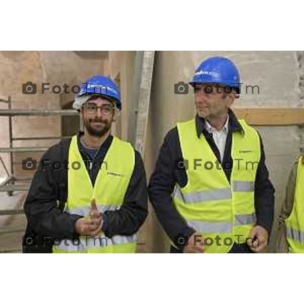Bergamo sopralluogo all’ex principe di Napoli, via Pignolo l’avanzamento dei lavori, l’assessore alla Rigenerazione urban Luigi e Pietro Ferrara per Rinascimento Holding, 4 maggio 2026 cronaca Bergamo Italia Foto Tiziano Manzoni Lapresse