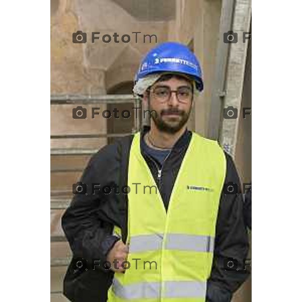 Bergamo sopralluogo all’ex principe di Napoli, via Pignolo l’avanzamento dei lavori, l’assessore alla Rigenerazione urbana Pietro Ferrara bergamo Italia Foto Tiziano Manzoni Lapresse