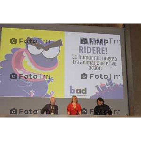 Bergamo Lillo, comico amatissimo — e prima ancora autore, sceneggiatore e disegnatore di fumetti — e Bruno Bozzetto, geniale animatore: due mostri sacri che si confrontano su come nasce la comicità. Magistralmente guidati da Valentina Mazzola i 16 maggio 2026 cronaca Bergamo Italia Foto Tiziano Manzoni Lapresse