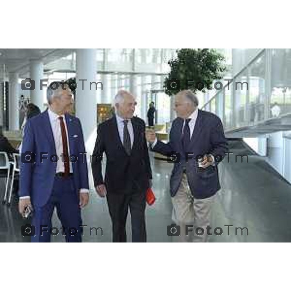 Bergamo presentazione del libro “Brembo - La velocità dei freni, storia di un’impresa dall’Italia al mondo” di Paolo Bricco con Enrico Letta e Francesco Giaazzi 29 maggio 2026 cronaca Bergamo Italia Foto Tiziano Manzoni Lapresse