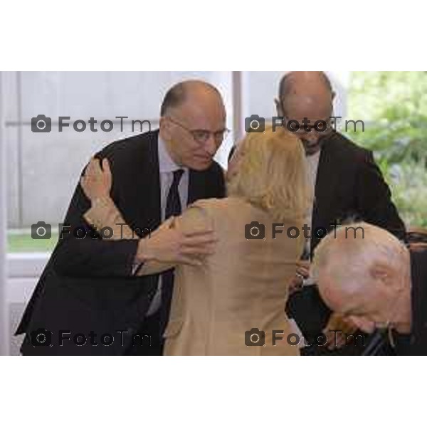 Bergamo presentazione del libro “Brembo - La velocità dei freni, storia di un’impresa dall’Italia al mondo” di Paolo Bricco con Enrico Letta e Francesco Giaazzi 29 maggio 2026 cronaca Bergamo Italia Foto Tiziano Manzoni Lapresse