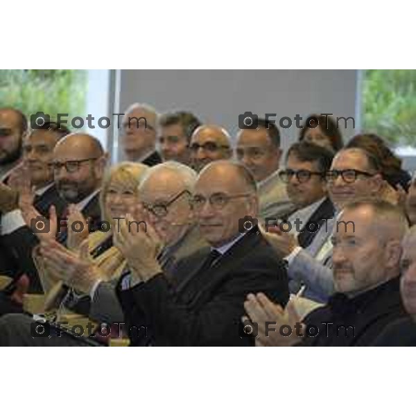 Bergamo presentazione del libro “Brembo - La velocità dei freni, storia di un’impresa dall’Italia al mondo” di Paolo Bricco con Enrico Letta e Francesco Giaazzi 29 maggio 2026 cronaca Bergamo Italia Foto Tiziano Manzoni Lapresse
