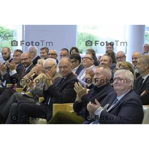 Bergamo presentazione del libro “Brembo - La velocità dei freni, storia di un’impresa dall’Italia al mondo” di Paolo Bricco con Enrico Letta e Francesco Giaazzi 29 maggio 2026 cronaca Bergamo Italia Foto Tiziano Manzoni Lapresse