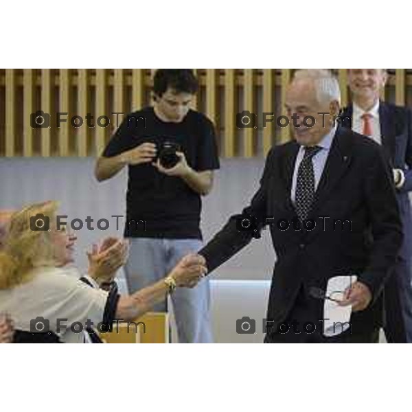 Bergamo presentazione del libro “Brembo - La velocità dei freni, storia di un’impresa dall’Italia al mondo” di Paolo Bricco con Enrico Letta e Francesco Giaazzi 29 maggio 2026 cronaca Bergamo Italia Foto Tiziano Manzoni Lapresse